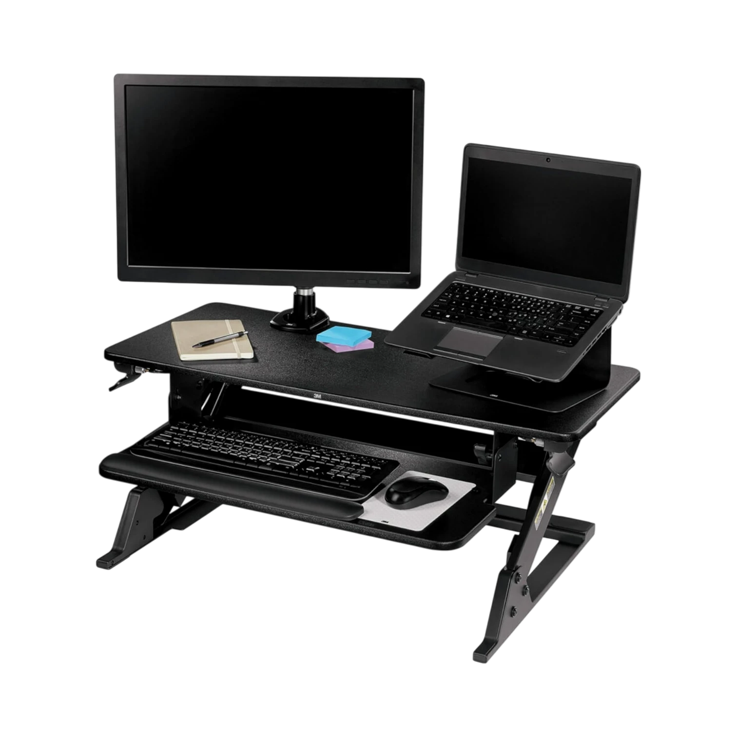 3M Precision Standing Desk 35"W Manual Adjustable Desk Riser with Gel Wrist Rest and Precise Mouse Pad — Being Shipped