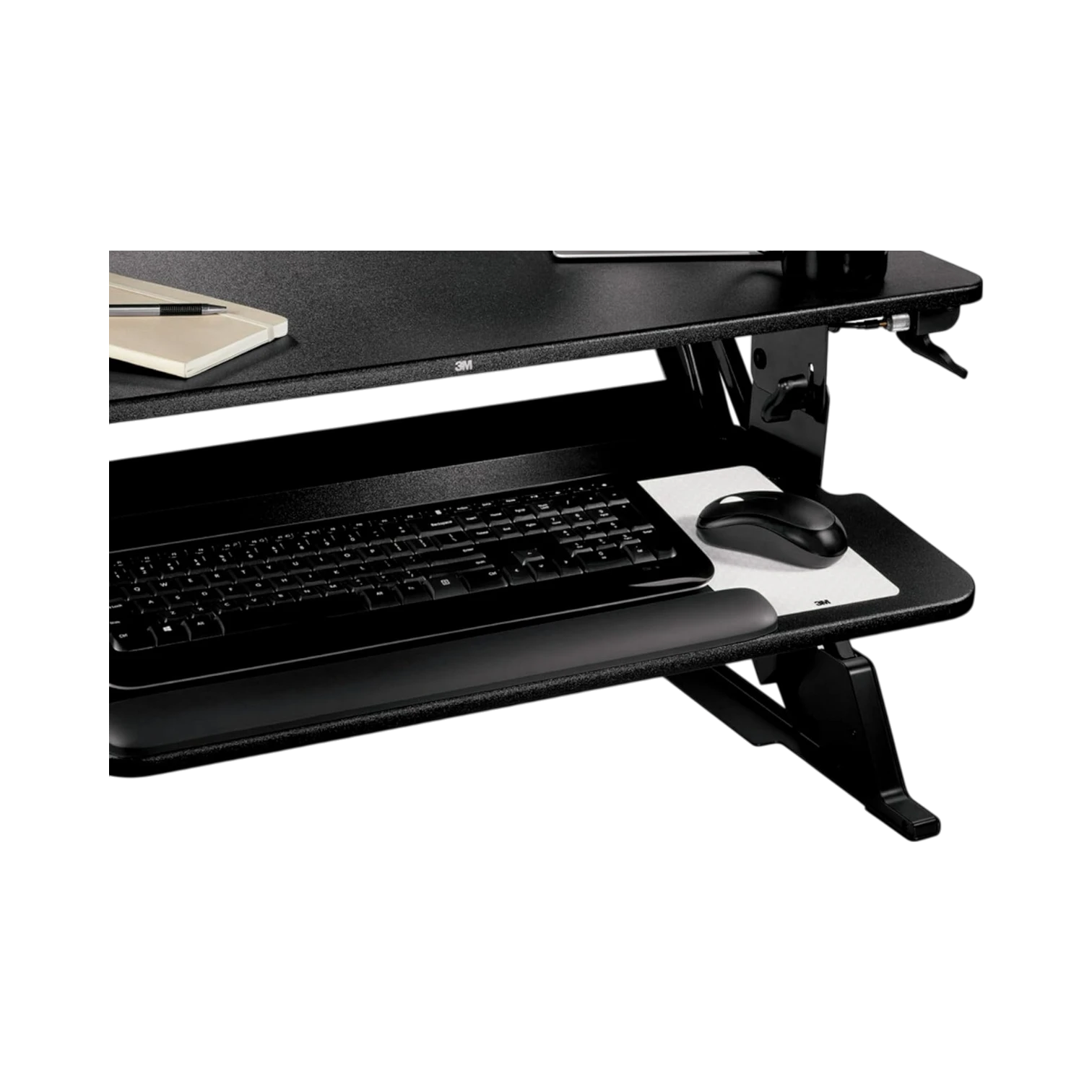 3M Precision Standing Desk 35"W Manual Adjustable Desk Riser with Gel Wrist Rest and Precise Mouse Pad — Being Shipped