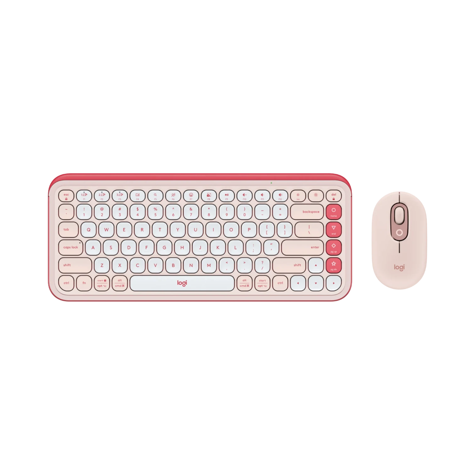 Logitech POP ICON Wireless Keyboard & Mouse Combo (Rose & Off-White)