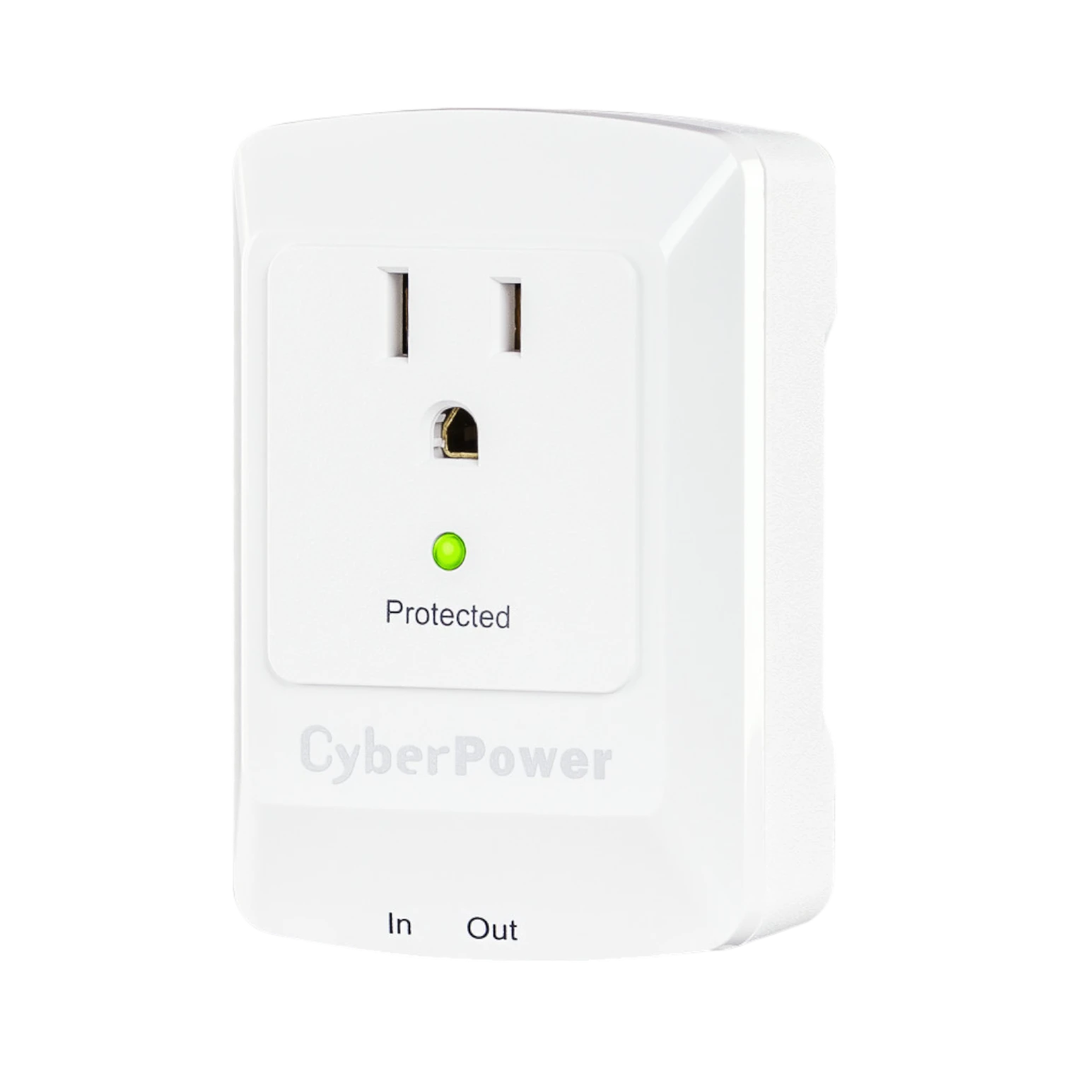 CyberPower CSP100TW Single Outlet Wall-Tap Surge Protector with Fax & Data Protection