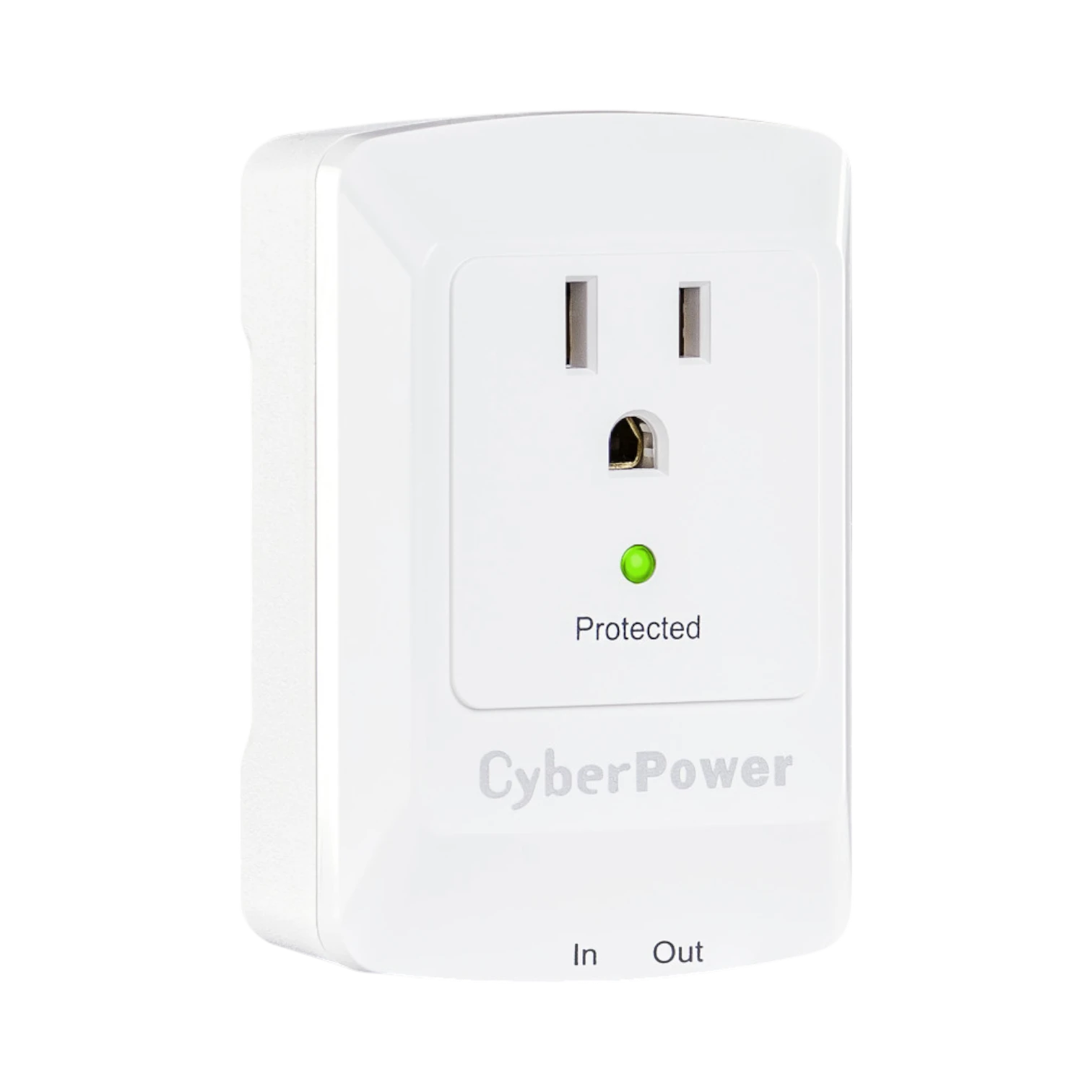 CyberPower CSP100TW Single Outlet Wall-Tap Surge Protector with Fax & Data Protection