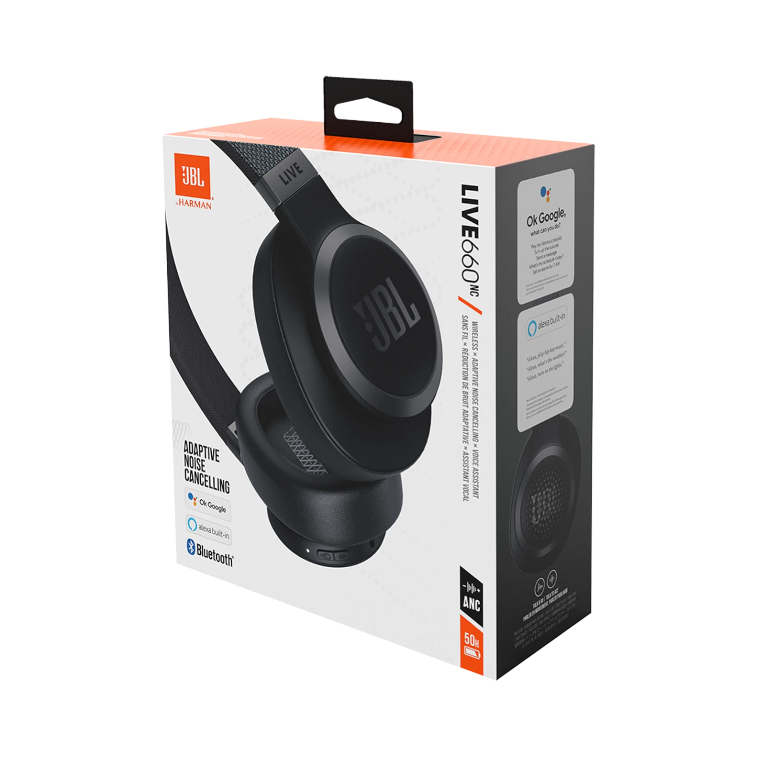 JBL Live 660NC Noise-Canceling Wireless Over-Ear Headphones (Black)