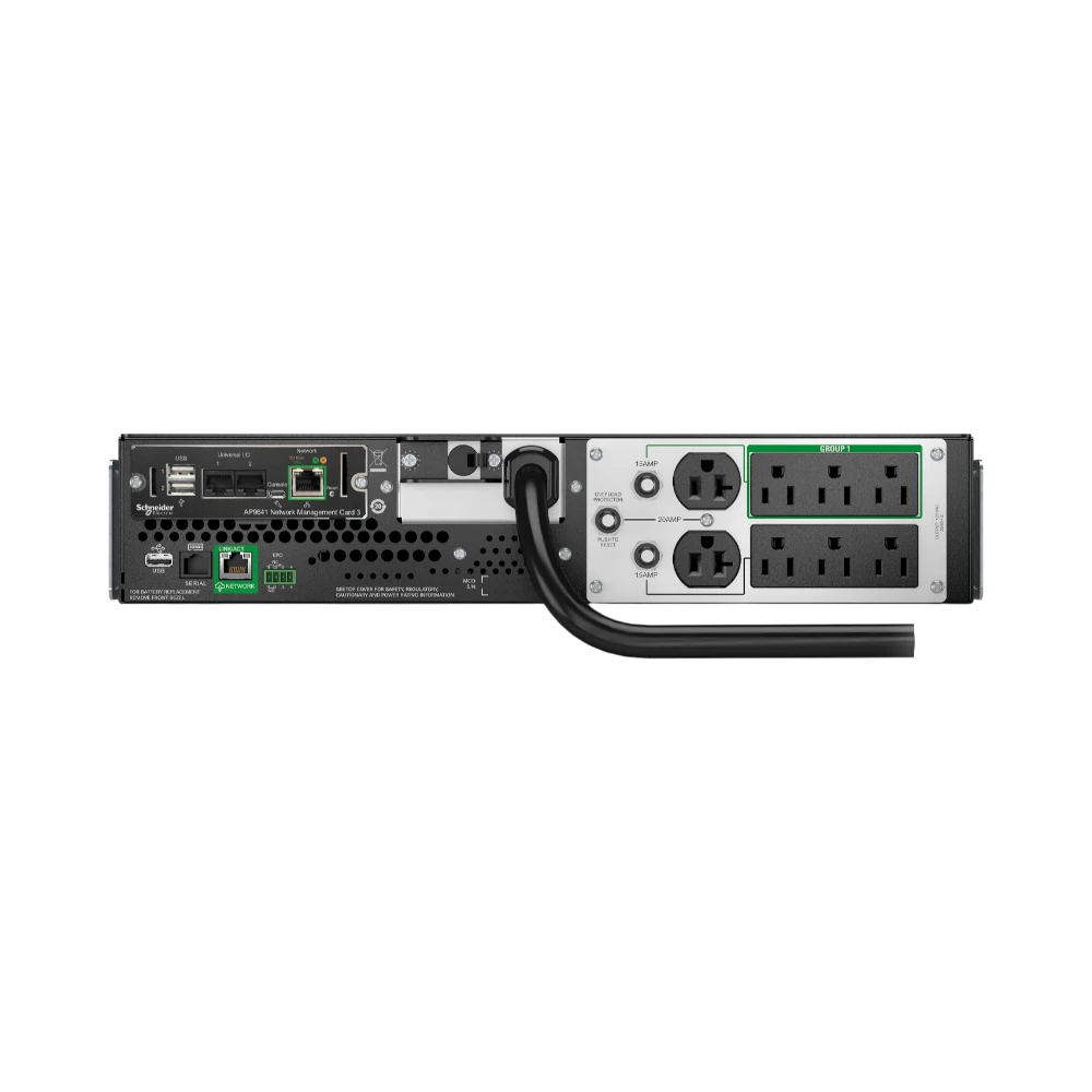 APC Smart-UPS, Line Interactive, 3kVA, Lithium-ion, Rackmount 2U, 120V, 2x NEMA 5-20R+6x NEMA 5-15R outlets, SmartConnect Port+Network Card, AVR, LCD