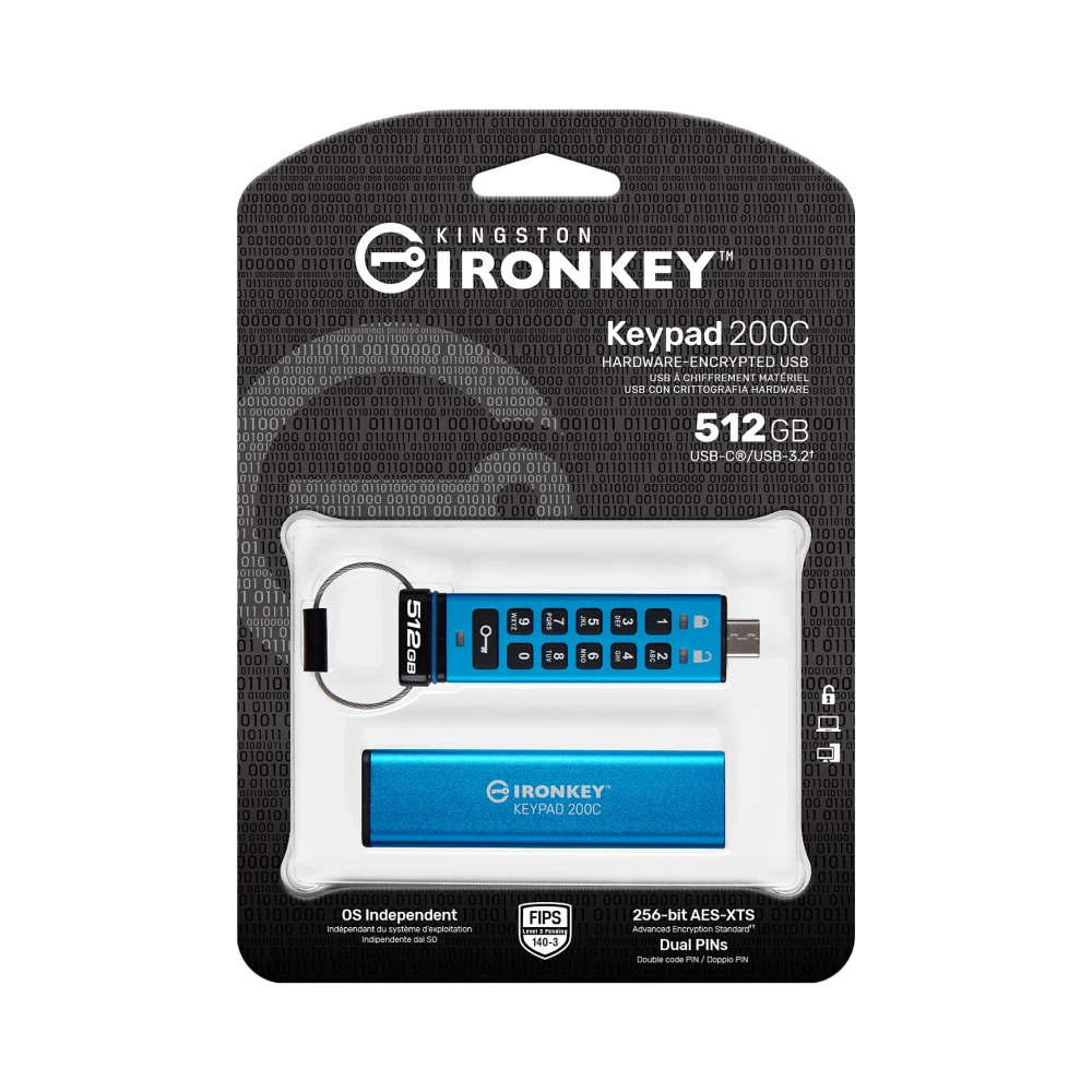 Kingston Ironkey Keypad 200 512GB USB-C Encrypted Flash Drive