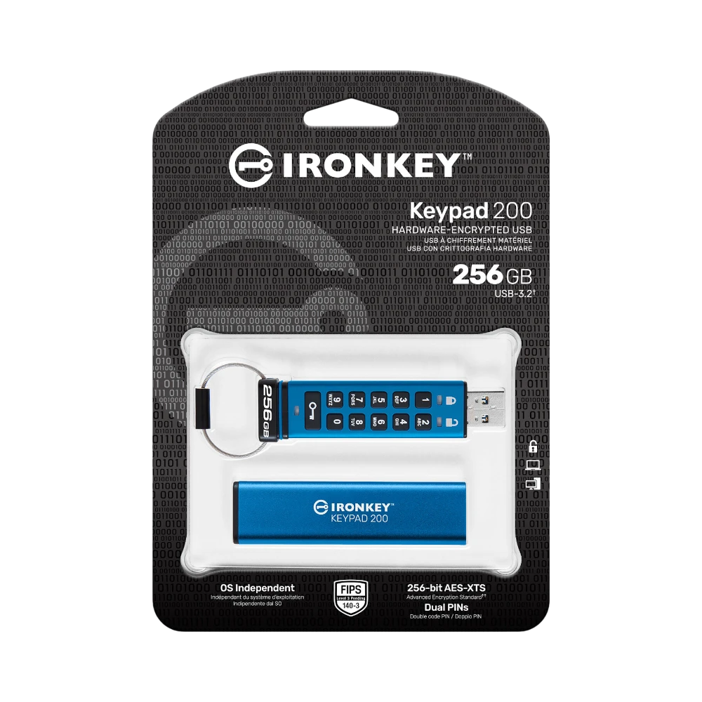 Kingston IronKey Keypad 200 256GB USB-A 3.2 Gen 1 Flash Drive — Being Shipped